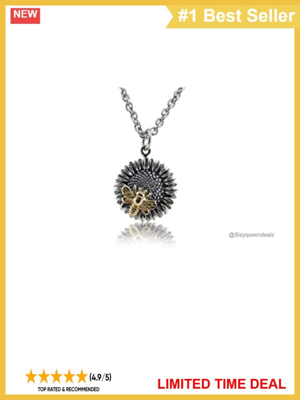 Sterling Silver Sunflower Pendant Necklace 18 Inch Cable Chain